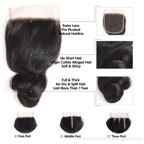 Transparent swiss lace closure 5x5 7x7 lace closure,human hair with lace frontal closure,top closure human Virgin hair wholesale